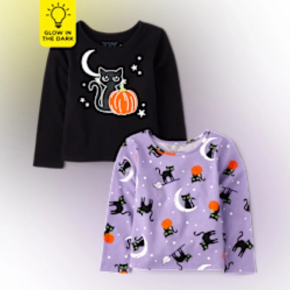 NWT $30 Set of 2 Long Sleeve 3T Girls' Cat Print Tees from The Children's Place